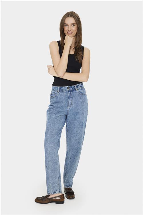 Se Saint Tropez Gabisz Denim Pants Kvinde Lyseblå Straight Jeans Regular Fit Str XL Denim - hos Magasin ved Magasin