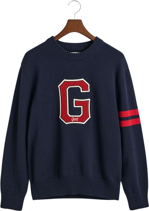 Gant Seasonal G Cneck Mand Evening Blue Sweaters Str M - hos Magasin