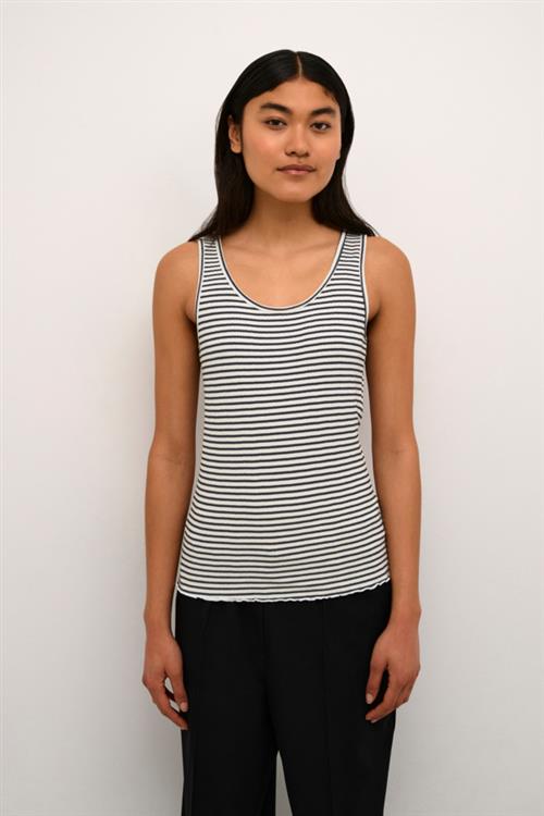 Karen by Simonsen Candacekb Striped Tank Top Kvinde Egret/night Sky Stripe Tanktoppe Regular Fit Str XS - hos Magasin