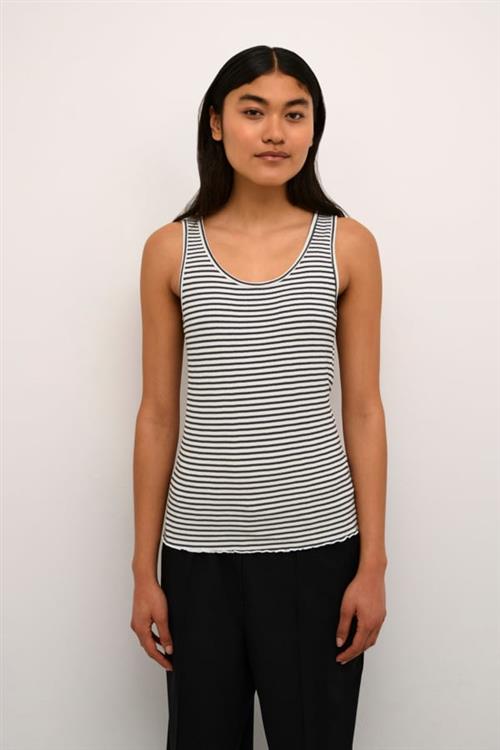 Karen by Simonsen Candacekb Striped Tank Top Kvinde Egret/night Sky Stripe Tanktoppe Regular Fit Str XXL - hos Magasin