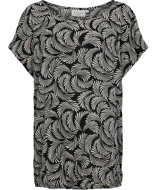 Se Kaffe Curve Kcsonna Stanley Top Kvinde Black Deep/antique White Print Toppe Str 44 - hos Magasin ved Magasin