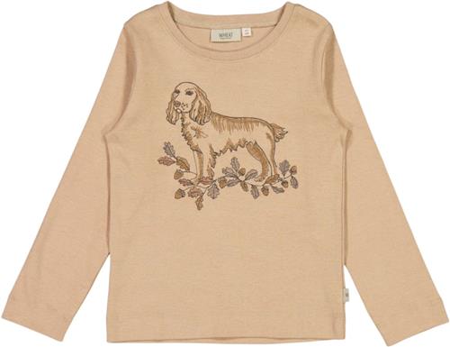 Wheat Tshirt Broderet Hund Str 152/12y - Affogato Langærmede T-shirts Bomuld hos Magasin