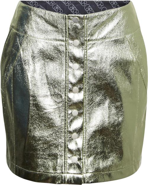 Something New Snriely HW Cracked Mini Skirt STO Kvinde Tarragon/metallic Korte Nederdele Str XS - hos Magasin