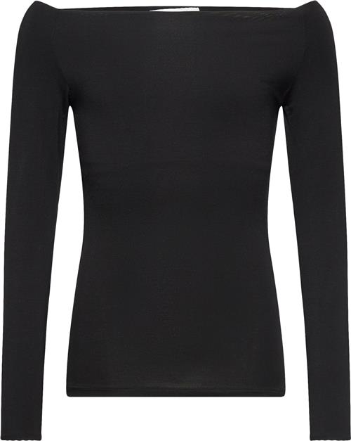 Rosemunde Viscose Long Sleeve off Shoulder top Str 140 Piger - Sort Langærmede T-shirts hos Magasin