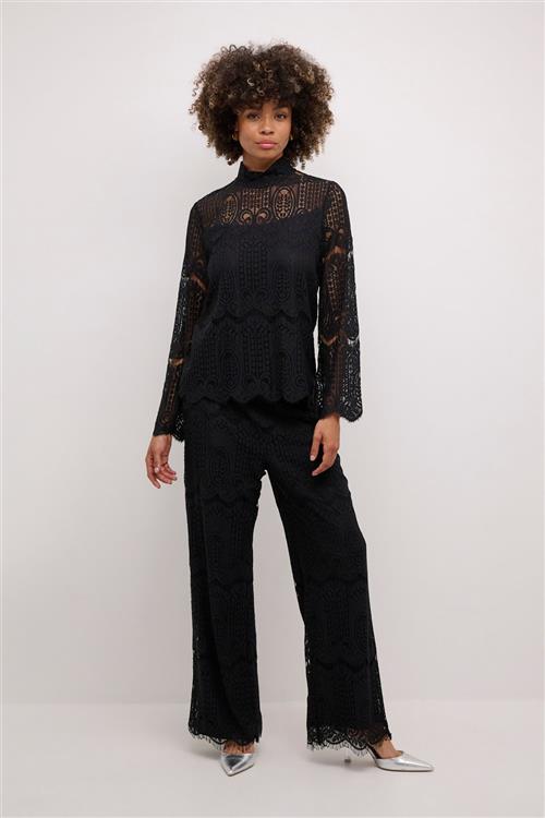 Culture Cuima Lace Blouse Kvinde Black Langærmede Bluser Str L - hos Magasin