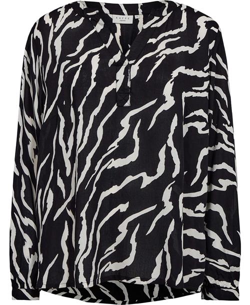 Kaffe Curve Kcmirta Tilly Blouse Kvinde Black / Antique Zebra Print Langærmede Bluser Str 42 - hos Magasin