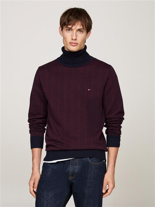 Tommy Hilfiger Gifting 2 Tone Fairisle Roll NK Mand Deep Rouge / Desert Sky Turtlenecks Str L - hos Magasin