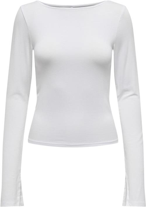 ONLY Onlfelina L/S Boatneck Slit TOP CS Kvinde White Toppe Regular Fit Str L - hos Magasin