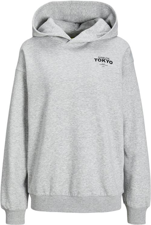 Se JJXX Jxnelly Loose LS Hood SWT Kvinde Light Grey Melange/tokyo Hættetrøjer Loose Fit Str L - hos Magasin ved Magasin