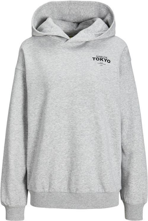 Se JJXX Jxnelly Loose LS Hood SWT Kvinde Light Grey Melange/tokyo Hættetrøjer Loose Fit Str M - hos Magasin ved Magasin