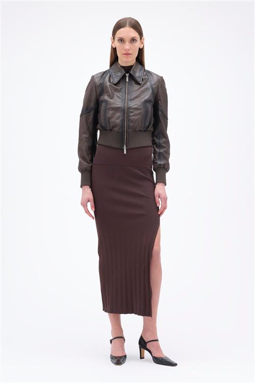 REMAIN Midi Skirt Kvinde Chocolate Plum (Brown) Midi Nederdele Str 34 - hos Magasin