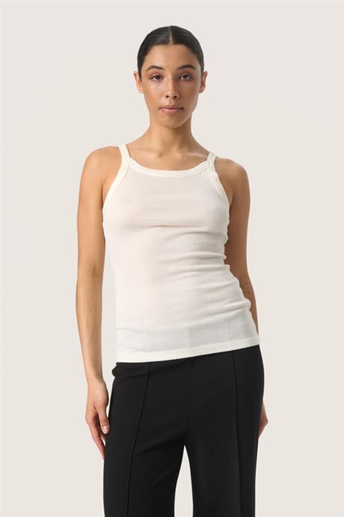 Soaked in Luxury Slfauna Tank Top Kvinde Whisper White Toppe Slim Fit Str S - hos Magasin