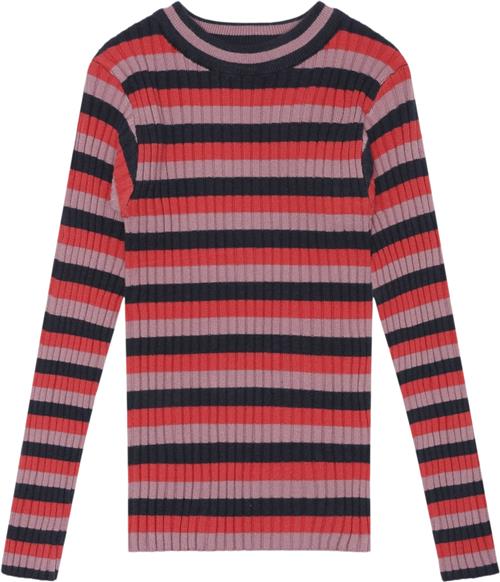 The New Tnlia L_S Knit Pullover Str 134-140 cm/9-10 år - Multi Stripe Strik Polyester hos Magasin