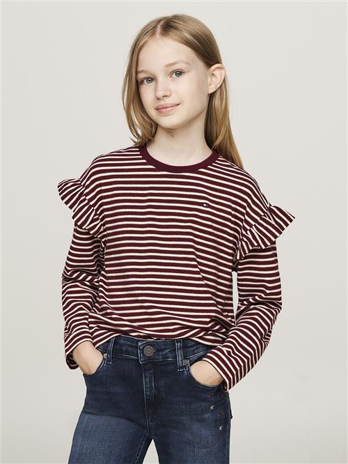 Se Tommy Hilfiger Stripe TEE LS Str 10 - Deep Rouge Stripe Langærmede T-shirts hos Magasin ved Magasin