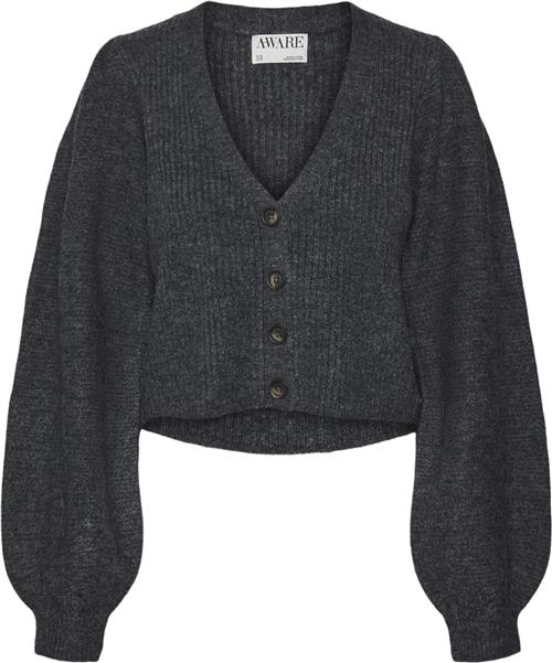 Se Vero Moda Vmmay LS Vneck Knit Cardigan VMA Kvinde Dark Grey Melange Cardigans Str XL - hos Magasin ved Magasin