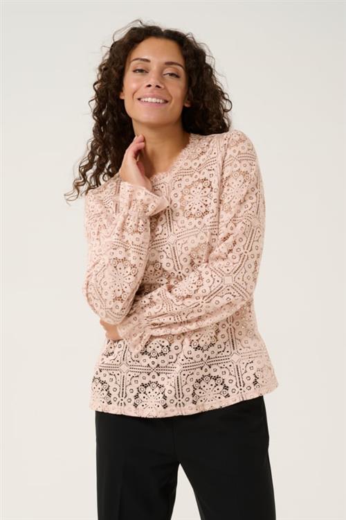 Cream Crtiley Lace Blouse Kvinde Burnished Lilac Langærmede Bluser Str 40 - hos Magasin