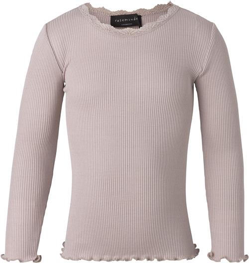 Rosemunde Silk Tshirt Regular ls w/ Lace Str 8 år - Lyserød Langærmede T-shirts Silke hos Magasin