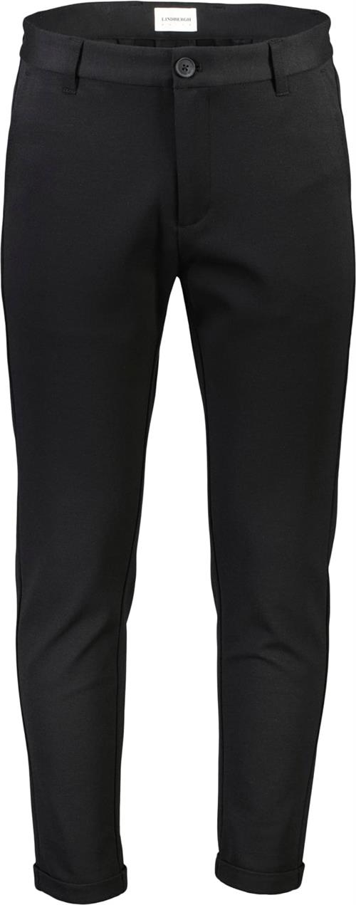 Lindbergh Cropped Bukser m. Stretch Mand Sort Chinos Str S - hos Magasin