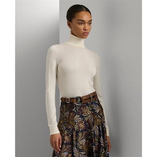 Lauren Ralph Lauren Modal Silk Nylonls Sweater Kvinde Mascarpone Cream Rullekraver Str XS - hos Magasin