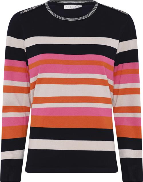 Micha Bbjumper_Bbautumnviscstripekni Kvinde Navy/orang Sweaters Str XL - hos Magasin