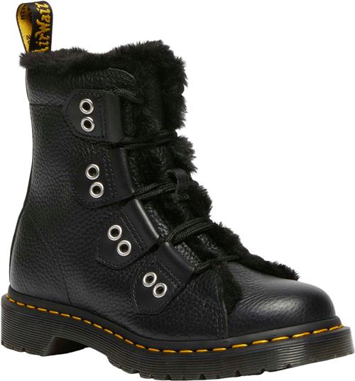 Dr. Martens 1460 Ltt Fl Black Milled Nappa+Wanama+Milo Fur Kvinde Black Snørestøvler Str 41 - hos Magasin