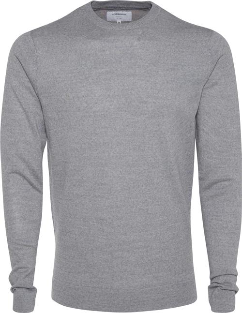 Lindbergh Merino Strik med Rund Hals Mand Lt Grey Mix Sweaters Slim Fit Str S Merino - hos Magasin