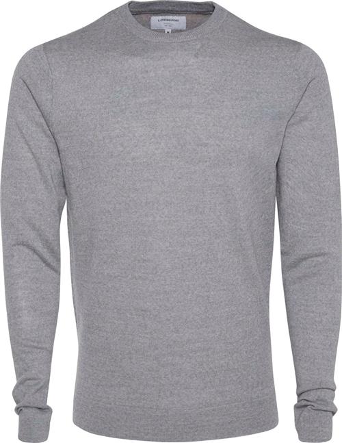 Lindbergh Merino Strik med Rund Hals Mand Lt Grey Mix Sweaters Slim Fit Str XXL Merino - hos Magasin