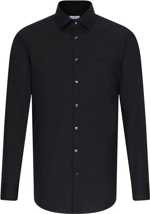 Seidensticker Business Shirt Regular Long Sleeve Kentcollar Uni Mand Black Langærmede Skjorter Regular Fit Str 43 - hos Magasin