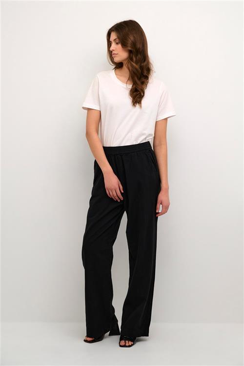 Kaffe Kanaya Wide Pants Kvinde Black Deep Bukser Med Brede Ben Relaxed Fit Str 44 - hos Magasin