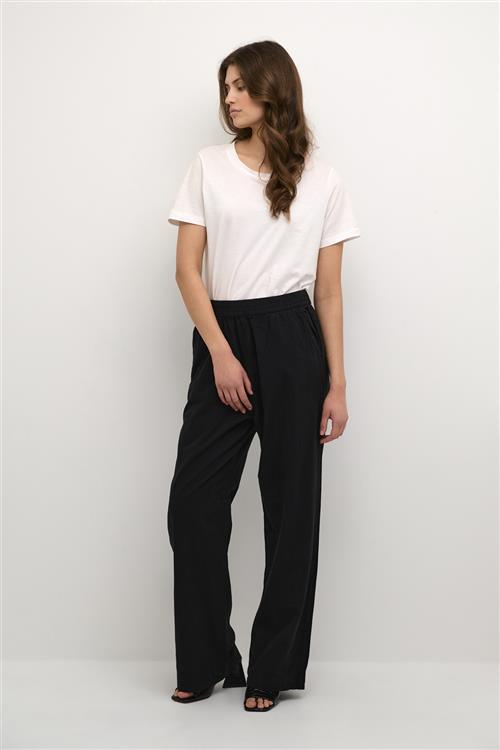 Se Kaffe Kanaya Wide Pants Kvinde Black Deep Bukser Med Brede Ben Relaxed Fit Str 34 - hos Magasin ved Magasin