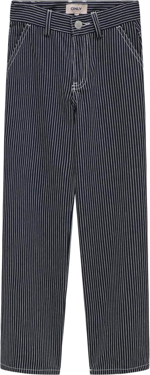 ONLY Kogmerle Straight Stripe Pant PNT Str 128 - Night Sky/white Bukser hos Magasin