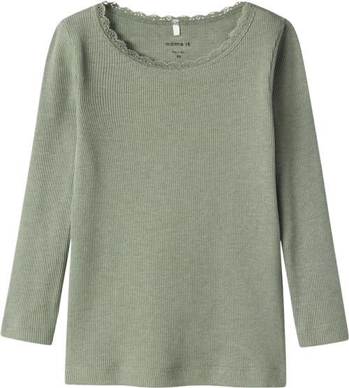 Name It Nmfkab LS TOP Noos Str 92 - Lily Pad/melange Langærmede T-shirts hos Magasin