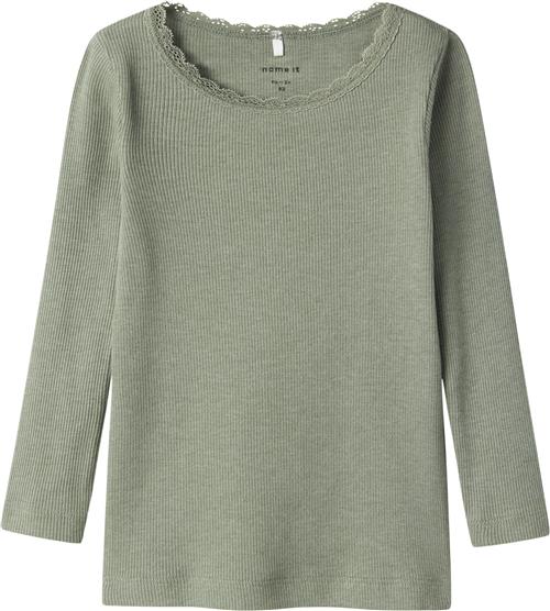 Name It Nmfkab LS TOP Noos Str 86 - Lily Pad/melange Langærmede T-shirts hos Magasin