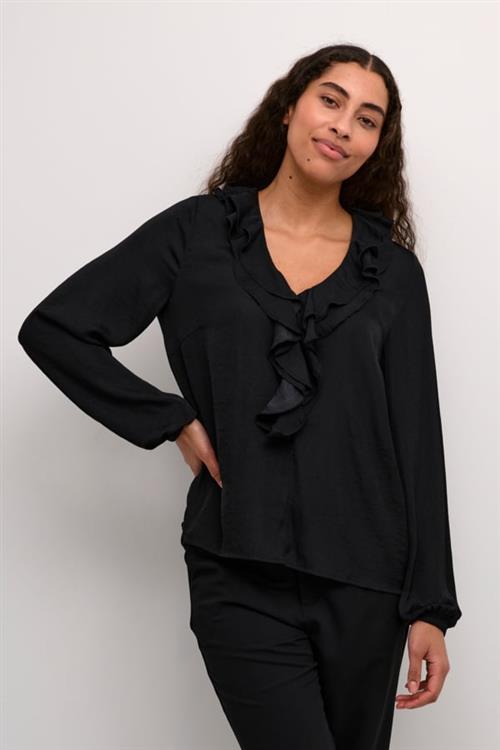 Kaffe Kacassie Blouse Kvinde Black Deep Langærmede Bluser Str 46 - hos Magasin