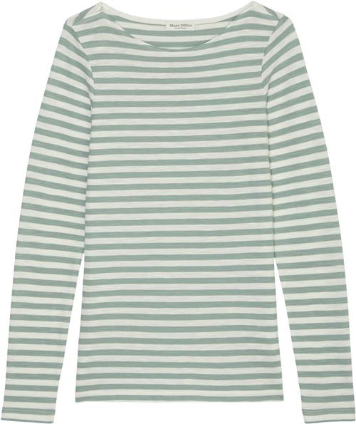 Se Marc O’Polo Tshirt, Long Sleeve, Boat Neck, st Kvinde Multi/ Faded Mint Langærmede T-shirts Str S - hos Magasin ved Magasin