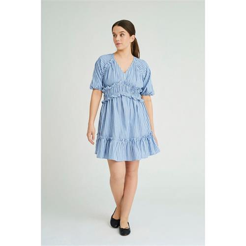 A-VIEW Safia Dress Kvinde Blue/white Stribe Korte Kjoler Str 40 - hos Magasin