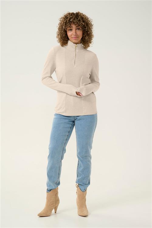 Se Cream Crdela High Neck Pullover Kvinde Oat Melange Sweaters Str M/L - hos Magasin ved Magasin