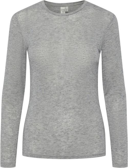 YAS Yaswoola LS TOP Noos Kvinde Medium Grey Melange Toppe Str L - hos Magasin