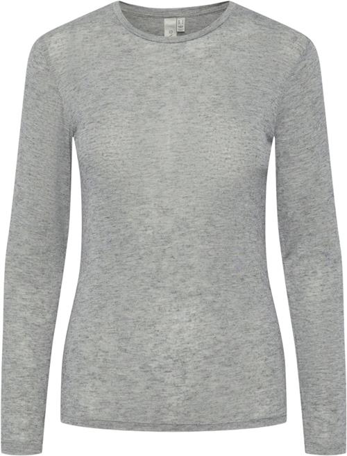 YAS Yaswoola LS TOP Noos Kvinde Medium Grey Melange Toppe Str XL - hos Magasin