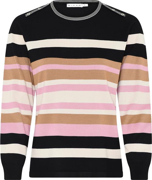 Micha Bbjumper_Bbautumnviscstripekni Kvinde Blk/rose Sweaters Str XL - hos Magasin