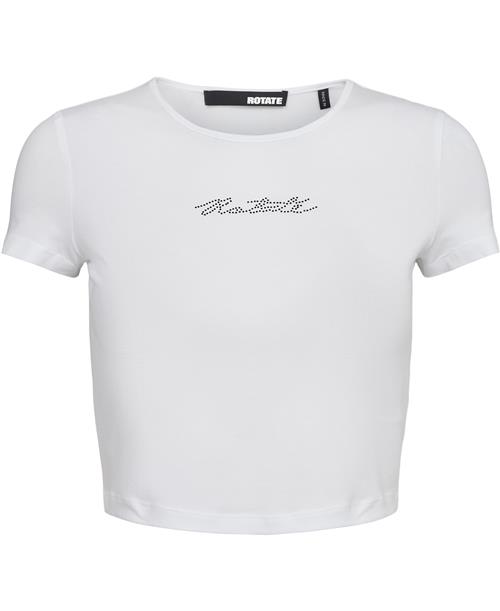 Se ROTATE Birger Christensen Cropped Tshirt Kvinde Bright White Kortærmede T-shirts Str 34 - hos Magasin ved Magasin