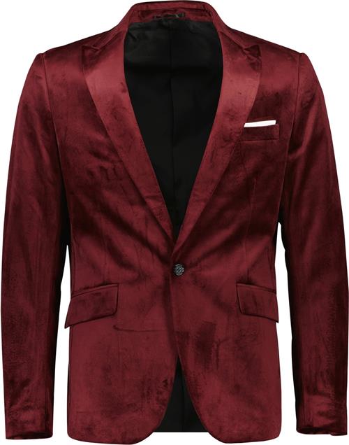 Lindbergh Velvet Blazer Mand Rød Blazere Str 46 - Velour hos Magasin