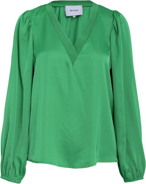 Se Minus Selva Vneck Blouse Kvinde Golf Green Langærmede Bluser Str 44 - hos Magasin ved Magasin