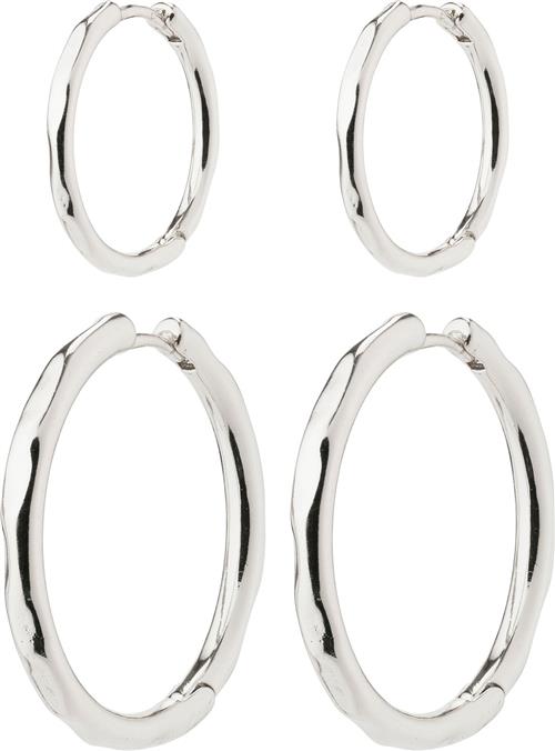 Se Pilgrim EVE Hoop Earrings 2in-1 set Silver-plated One size - Creoler hos Magasin ved Magasin