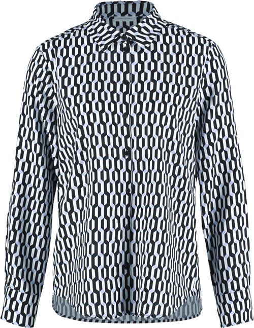 Gerry Weber Blouse 1/1 Sleeve Kvinde Black/offwhite/blue Graf.Print Toppe Str 44 - hos Magasin