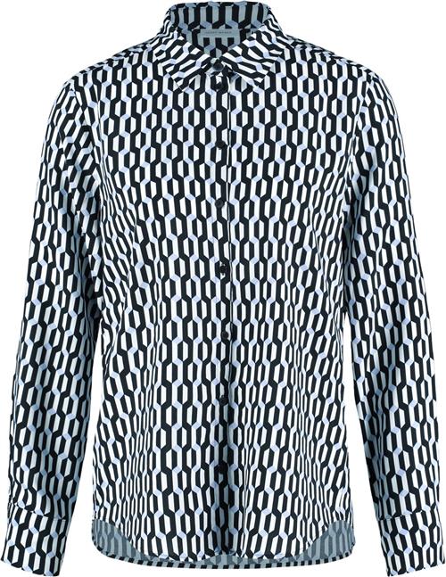 Gerry Weber Blouse 1/1 Sleeve Kvinde Black/offwhite/blue Graf.Print Toppe Str 36 - hos Magasin