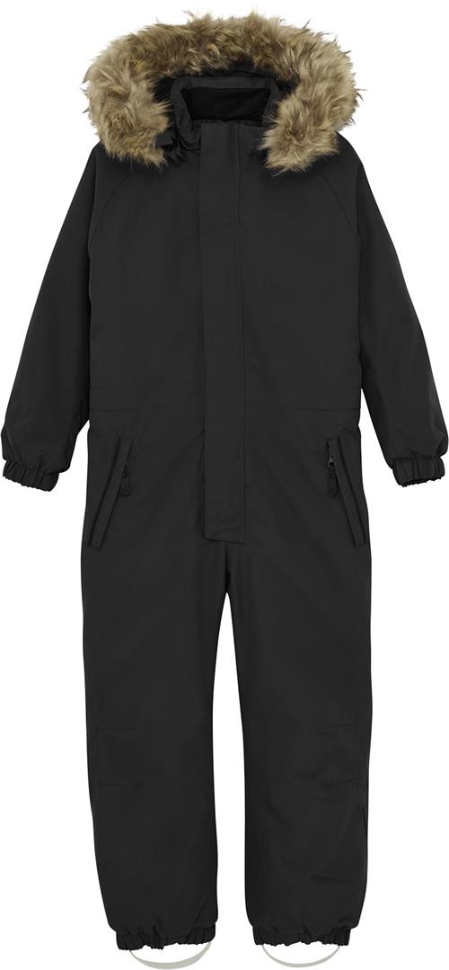 Color Kids Coverall W. Fake Fur Str 134 - Black Flyverdragter Gummi hos Magasin