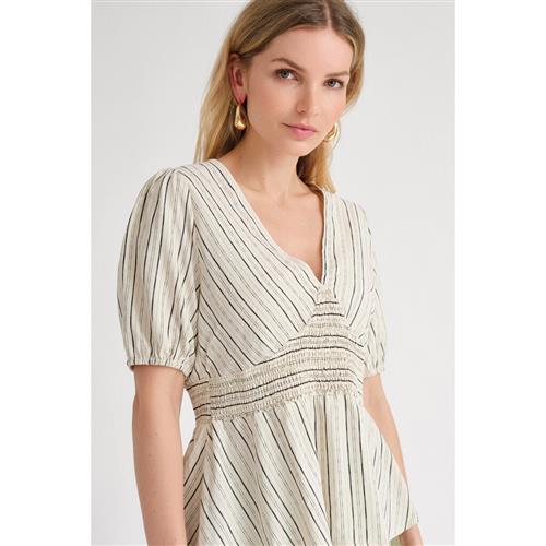 A-VIEW Lassie Blouse Kvinde Off White/black Stripe Kortærmede Bluser Str 40 - hos Magasin