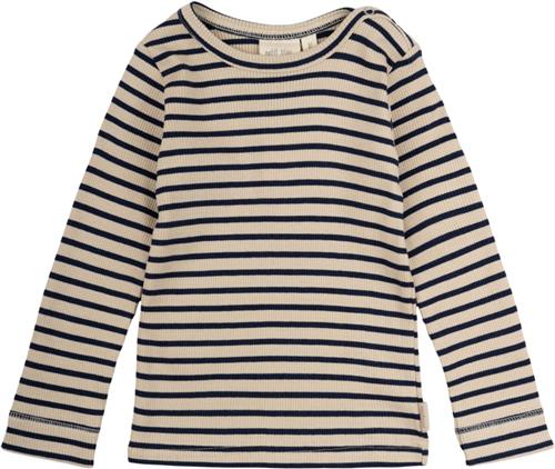 PETIT PIAO Tshirt L/S Modal Striped Str 80 cm - Indigo Plum/dark Langærmede T-shirts Bomuld hos Magasin