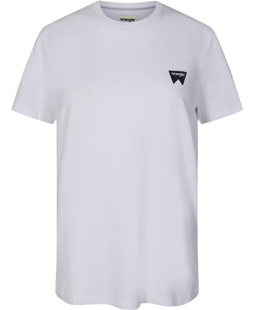 Wrangler SS Sign OFF TEE White Kvinde White Kortærmede T-shirts Str S - Bomuld hos Magasin